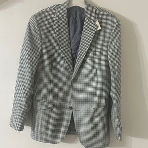 Men's Black & White Glen Plaid Sport Coat - Tailored Single-Breast Blazer
